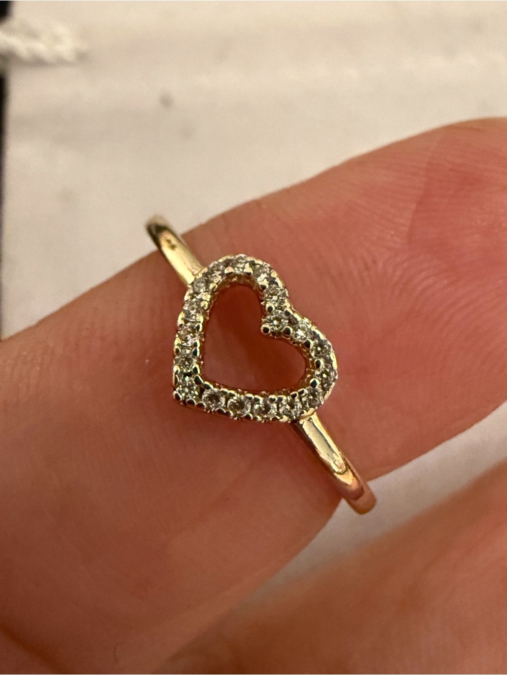 Delicate Gold Heart Ring with Pavé Crystals